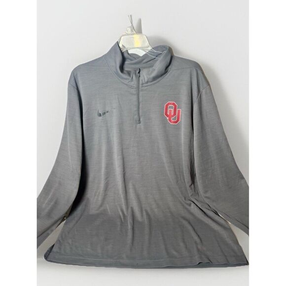 NIKE OU SOONERS OKLAHOMA 1/4 ZIP Grey Y2K JACKET MENs SZ XL      Z - Picture 1 of 9
